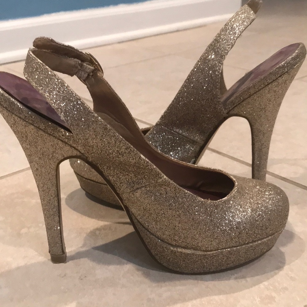 Gold Sparkle Slingback Heels